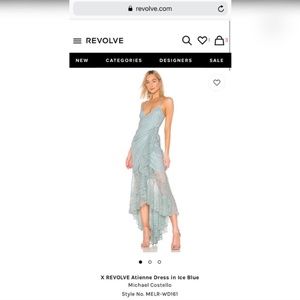 REVOLVE X Michael Costello wrap lace high, low ice blue maxi